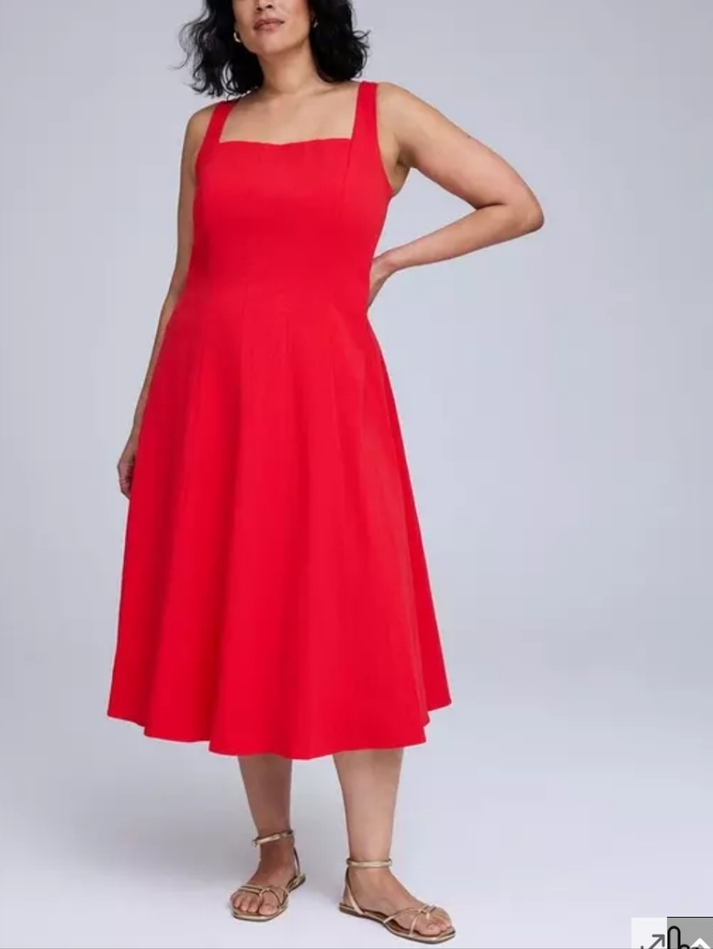 Torrid Belle Isle Sleeveless Square Neck Fit And Flare Tea Midi Dress Sundress